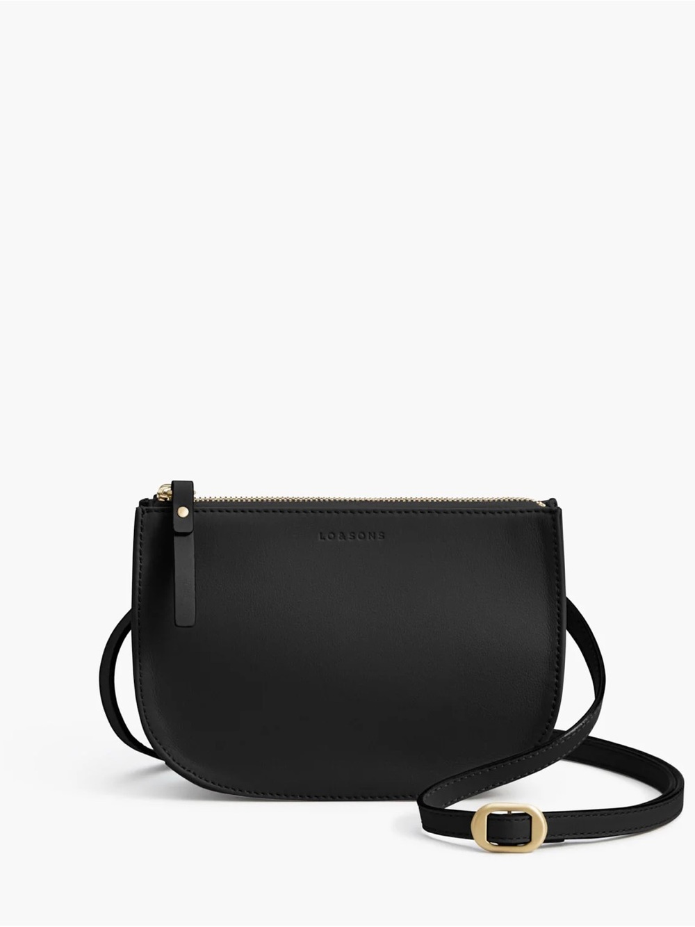 Lo & Sons Waverley 2 Convertible Crossbody Bag; Black Leather Crossbody Bag